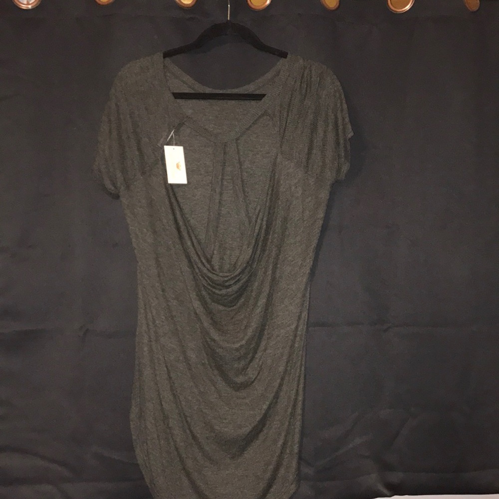 Gray shirt with cut out back